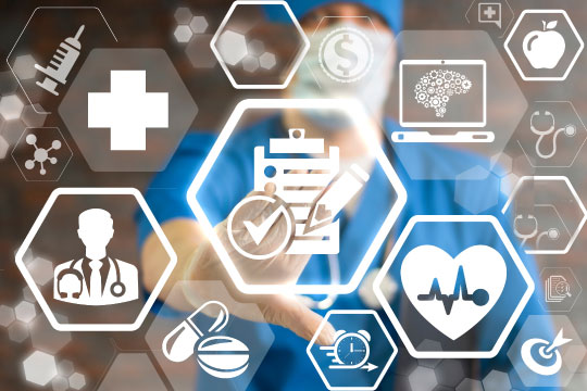 Header Image: HITRUST Icons In Front of Doctor